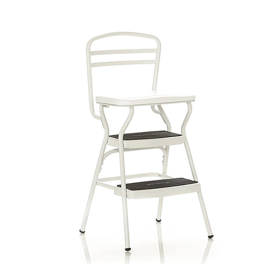 COSCO Stylaire Retro Chair + Step Stool with flip-up seat (white, one pack)