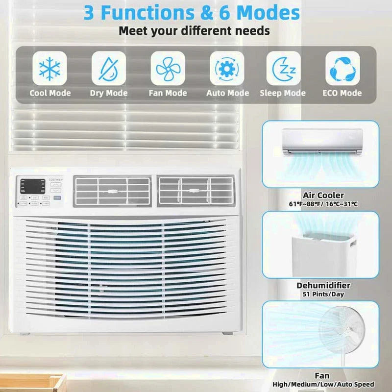 10000 Btu Quiet Window Air Conditioner With Remote Amp Eco Mode Energy Star Certified 3 In 1 Window Ac Unit With Dehumidifier