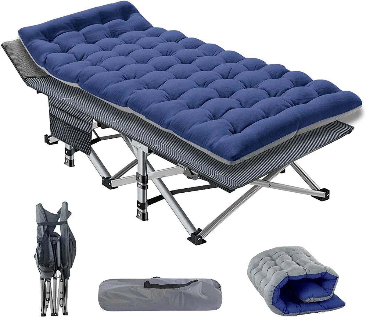 Slsy 2 Pack Folding Bed Cot with 3.3 Inch 2 Sided Mattress, 75"* 28" Folding Camping Cots with Carry Bag, Portable Sleeping Cot Guest Bed