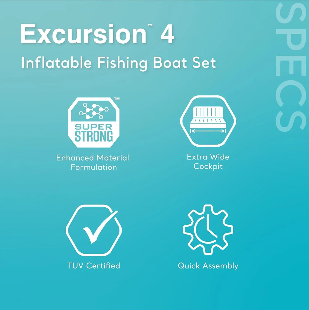 Excursion Inflatable Boat Series: Includes Deluxe 54in Boat Oars and High-Output Pump – SuperTough PVC – Adjustable Seats with Backrest – Fishing Rod Holders – Welded Oar Locks
