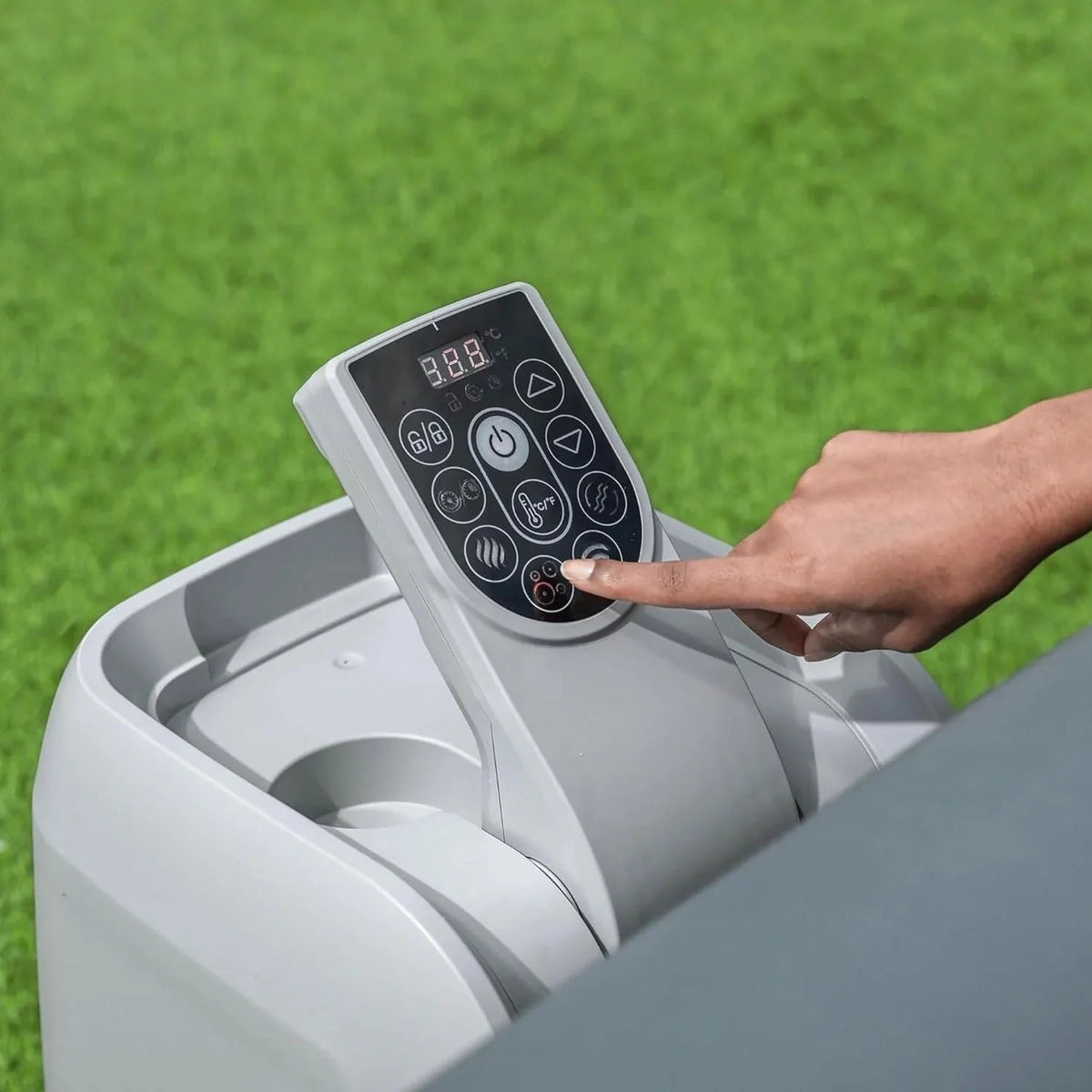 4 to 6 Person Inflatable Hot Tub Square Portable Outdoor Spa with 114 Soothing AirJets and Insulated Cover, Gray-Coleman