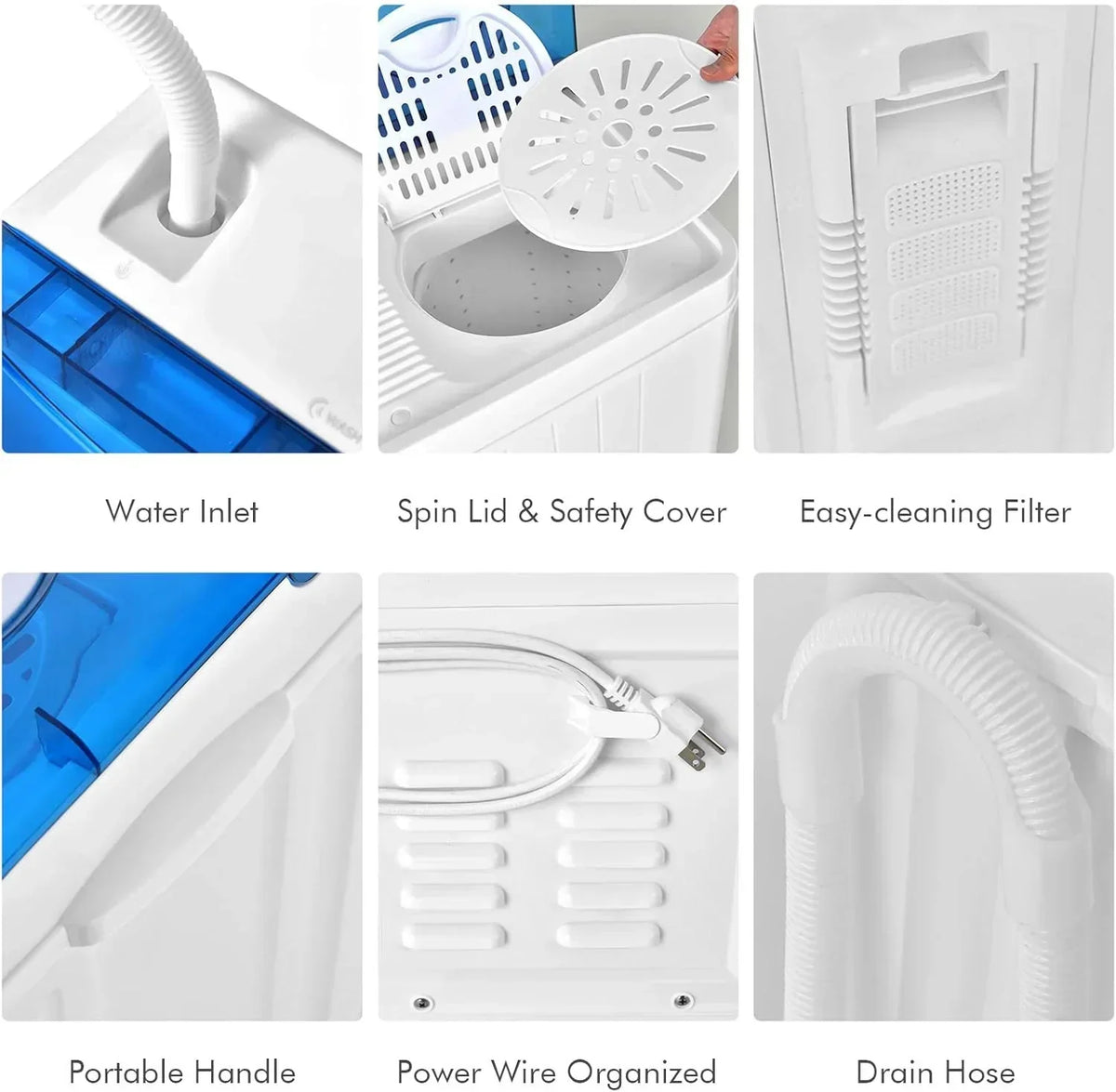 COSTWAY Double Tub 26 lb Capacity Laundry 18 lb 8 lb Spin Combo Drain Pump Washing Machine