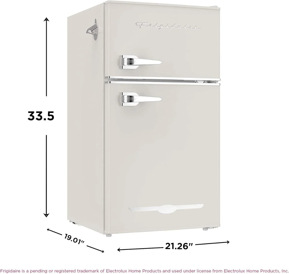 Frigidaire Retro Mini Fridge with Freezer Side Bottle Opener-Small 2 Door Refrigerator Office Bar