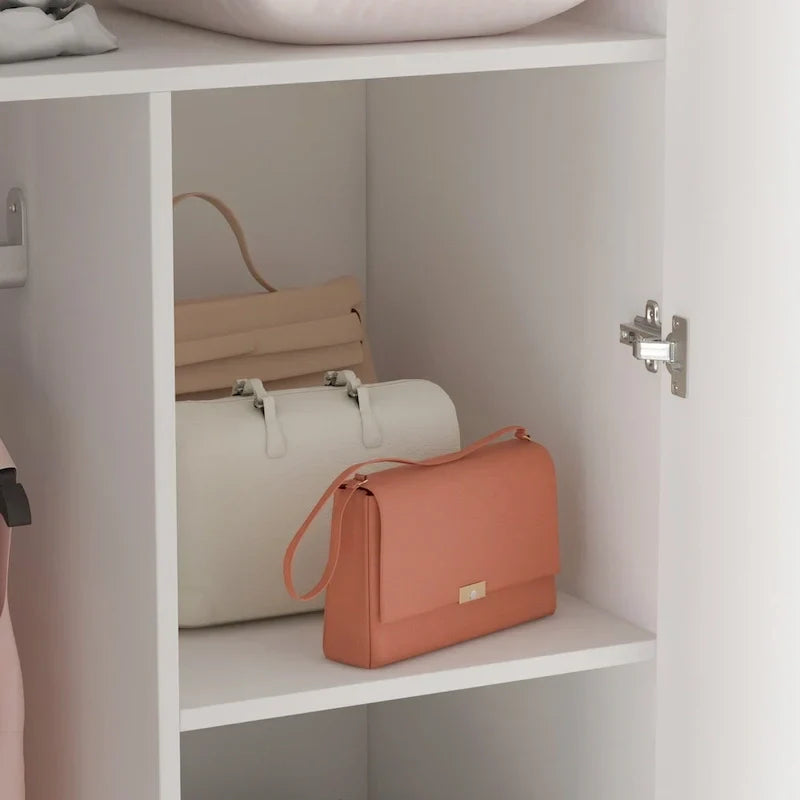 Modern Freestanding Solid Wood Wardrobe Closet With Storage Shelves