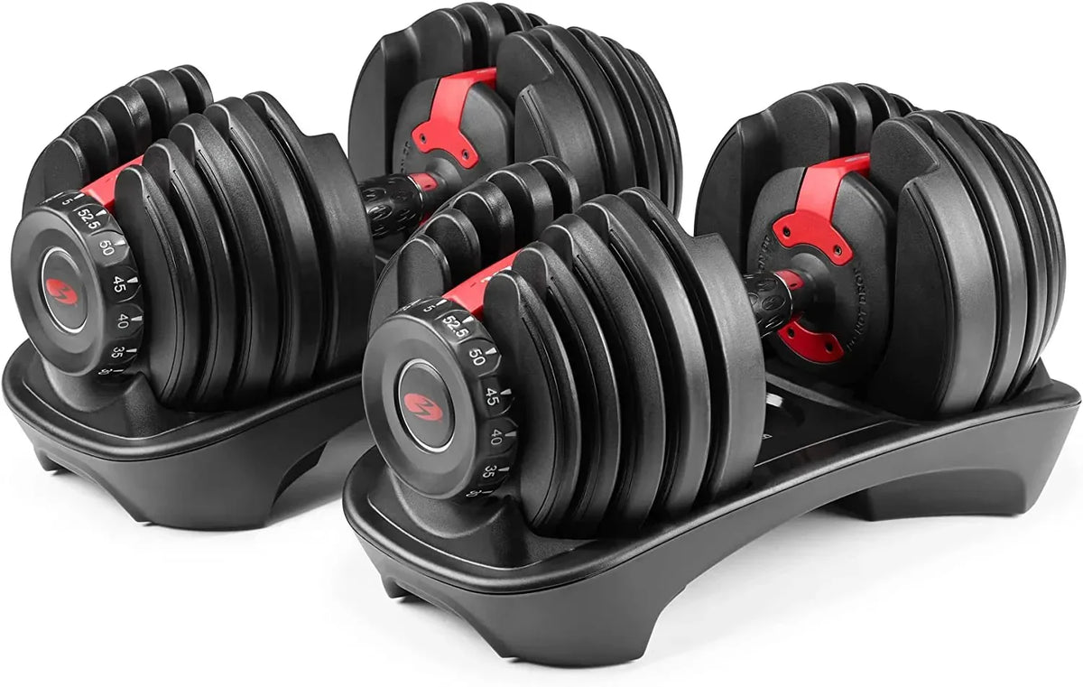 Bowflex SelectTech 552 Adjustable Dumbbells (pair), 2.3C23.8 kg, space-saving home fitness equipment