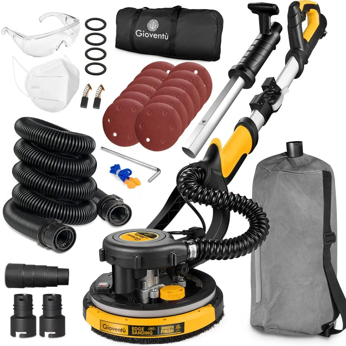 Giovent? Electric Drywall Sander with Dust Extraction, Suitable for Popcorn Ceilings