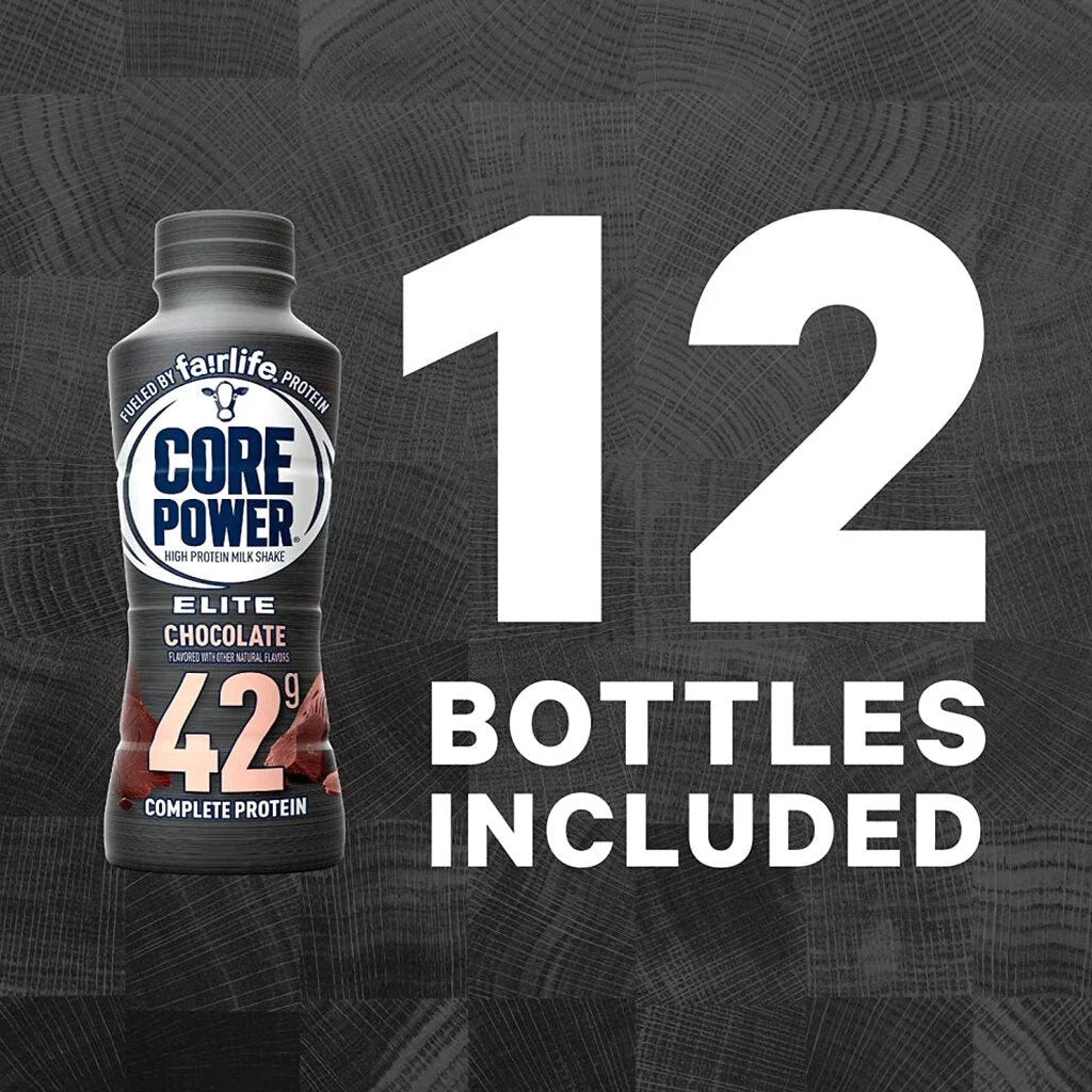 Core Power Elite Chocolate Protein Shake 42g, 14 Fl Oz, Pack of 12 - Workout Recovery Drink