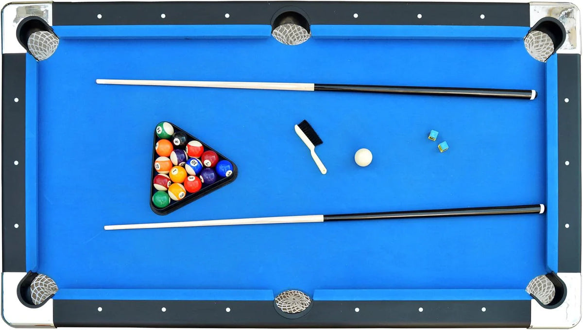Hathaway Fairmont 6 Ft Portable Pool Table, Adults Folding Billiards Tables for Game Room with Easy Foldable Storage, Includes Full Set of Billiard Balls, Cues, Chalk & Brush