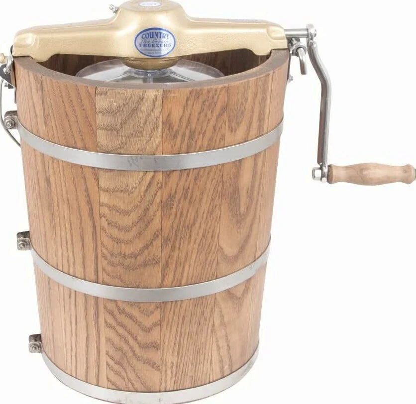 6 qt Country Ice Cream Maker – Classic Wooden Tub – Hand Crank