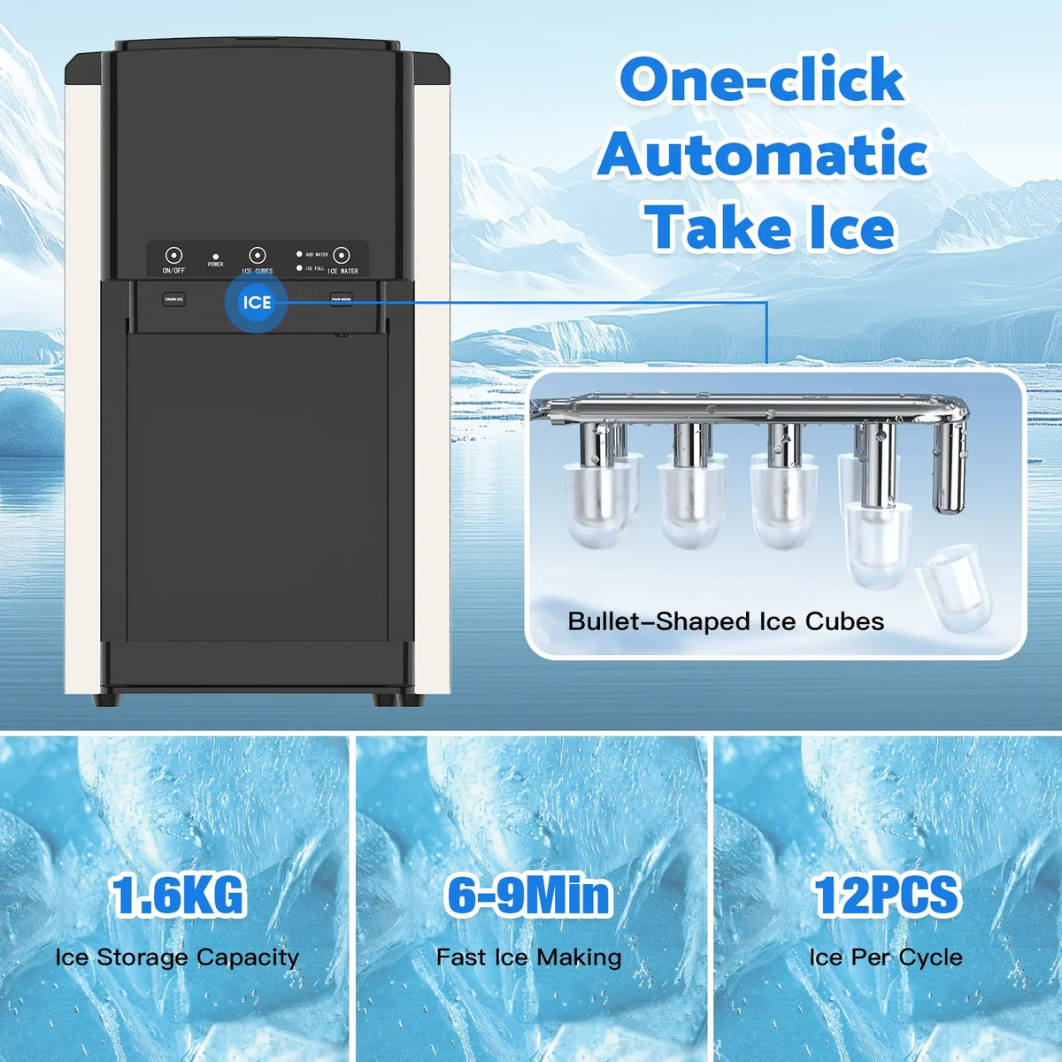 3-in-1 Ice Maker with Cold Water Dispenser