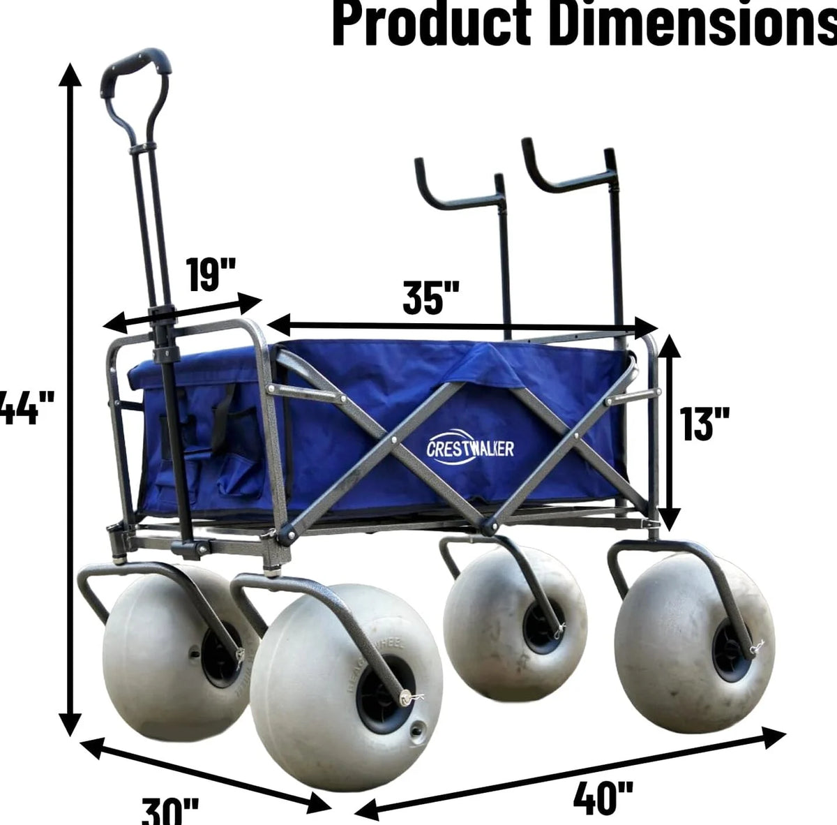 Beach Cart with 13" Balloon Wheels, Chair Racks &amp; Pump Included