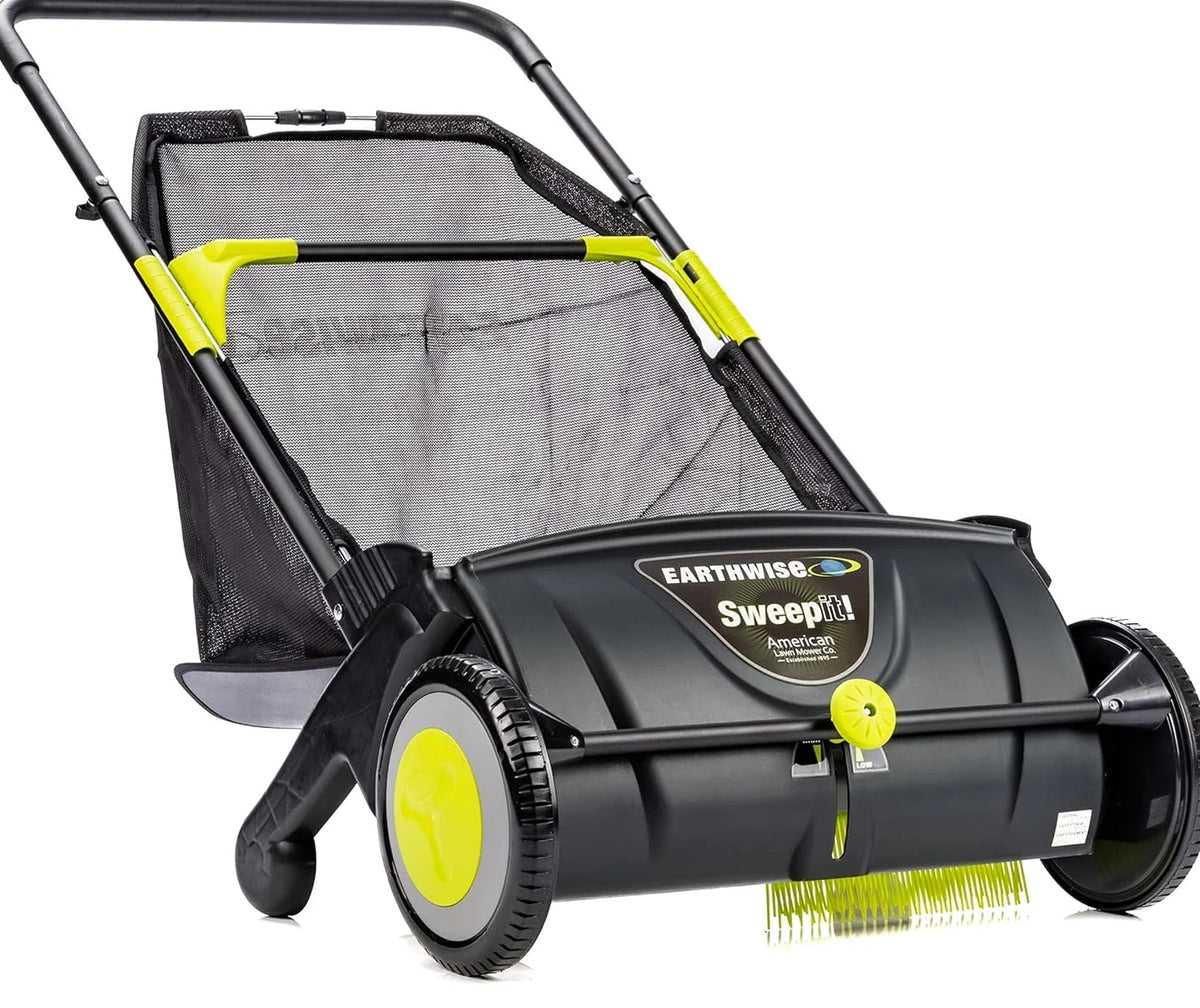 21-Inch Width Leaf &amp; Grass Push Lawn Sweeper, Black