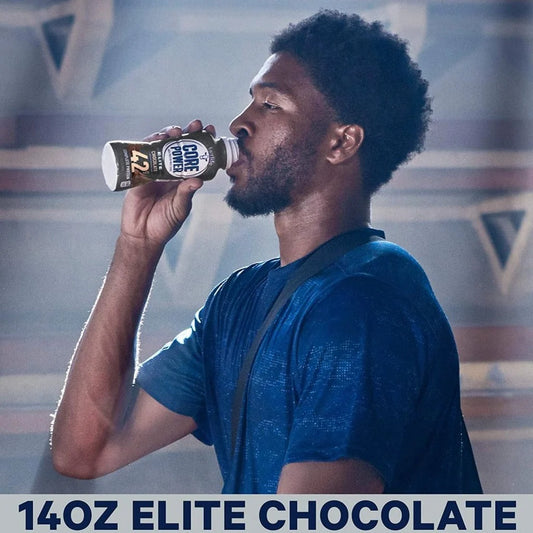 Core Power Elite Chocolate Protein Shake 42g, 14 Fl Oz, Pack of 12 - Workout Recovery Drink