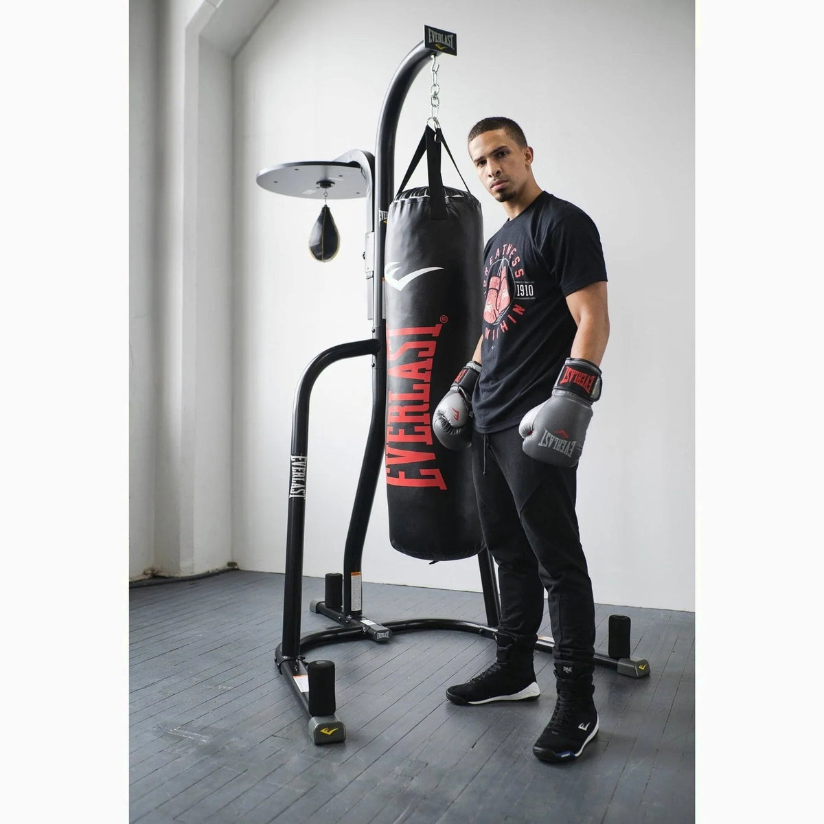 Everlast 2 Station Dual Heavy Duty Powder Coated Steel Heavy and Speed Bag Stand