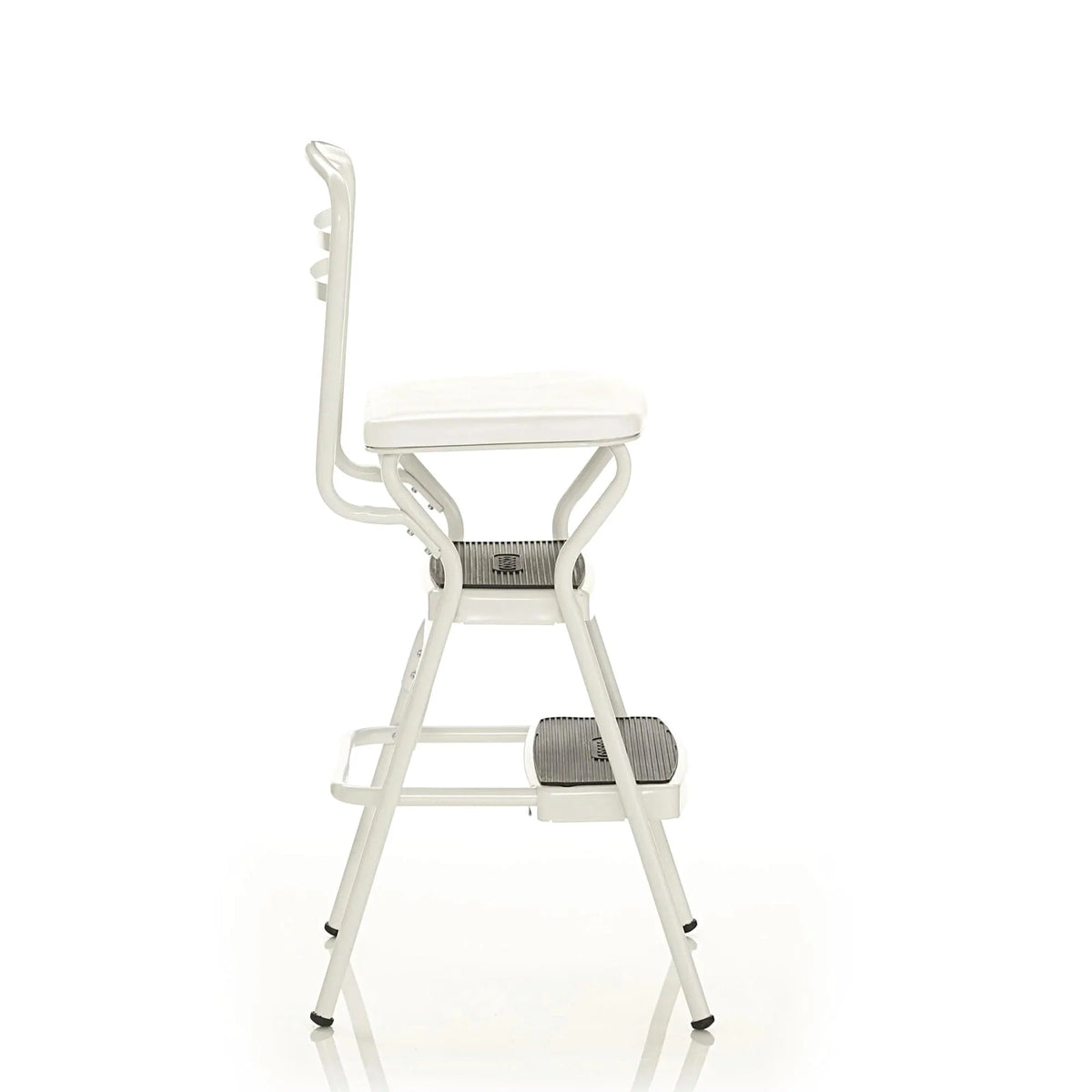 COSCO Stylaire Retro Chair + Step Stool with flip-up seat (white, one pack)