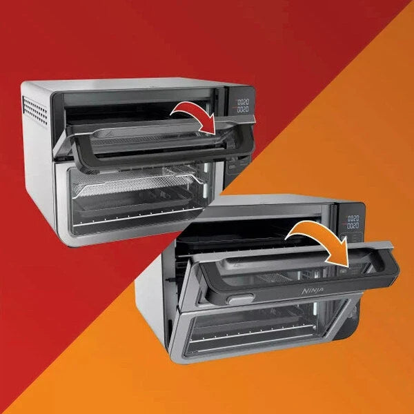 12-in-1 Double Oven with FlexDoor, FlavorSeal Smart Finish, Rapid Top Oven, Convection and Air Fry Bottom Oven DCT401