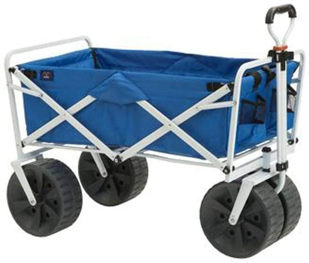 Mac Sports Heavy Duty Collapsible Folding All Terrain Utility Beach Wagon Cart Blue/Black