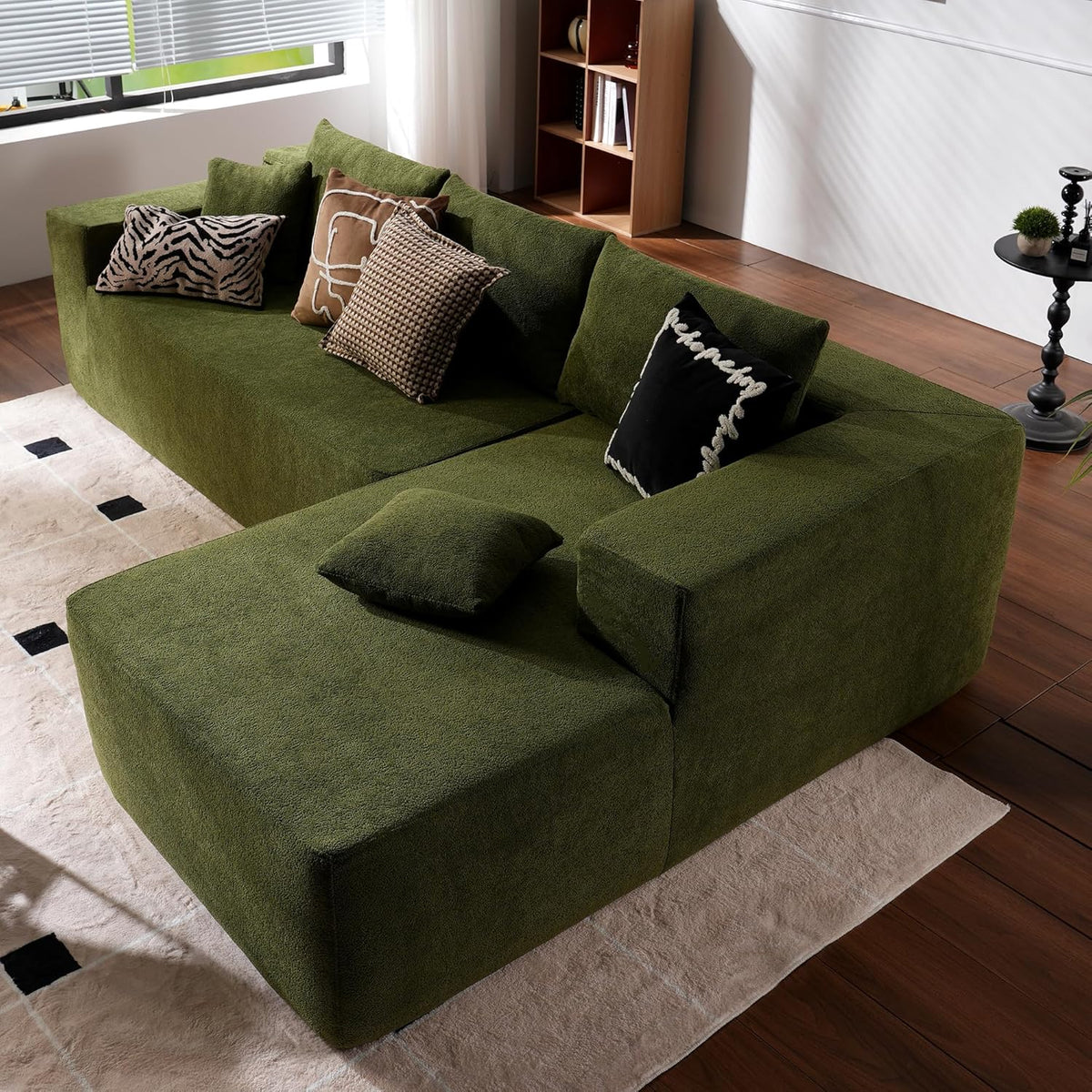 ovios 104" Cloud Sectional Couch with L-Shape Chaise,Modern Modular Sofa with Deep Seat, Upholstered Couches for Living Room Bedroom,No Assembly Required, Grey (Plush Corduroy Fabric)