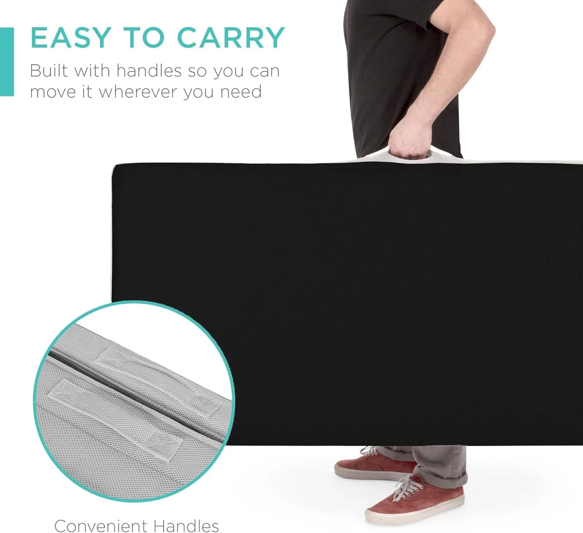 Best Choice Products 4in Portable Queen-Size Mattress, Tri-Fold Mattress for Camping, Guest, Toddler, Foam Plush w/Carry Case - Grey